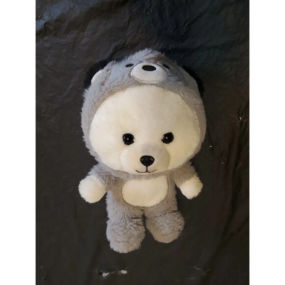 Kellytoy White Bear Grey Gray Raccoon Costume Outfit Plush Stuffed Animal 9” - Picture 2 of 10